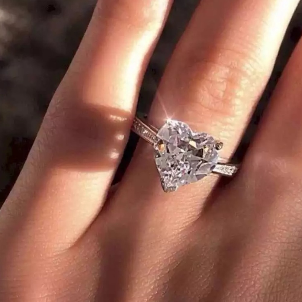 New 925 Silver Heart 3ct Cubic Zirconia - Picture 3 of 4